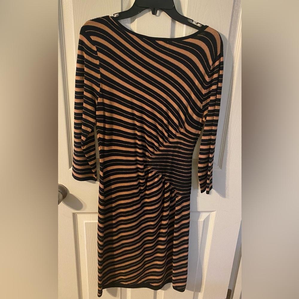 Versona black and tan sweater dress size M, 3/4 sleeves